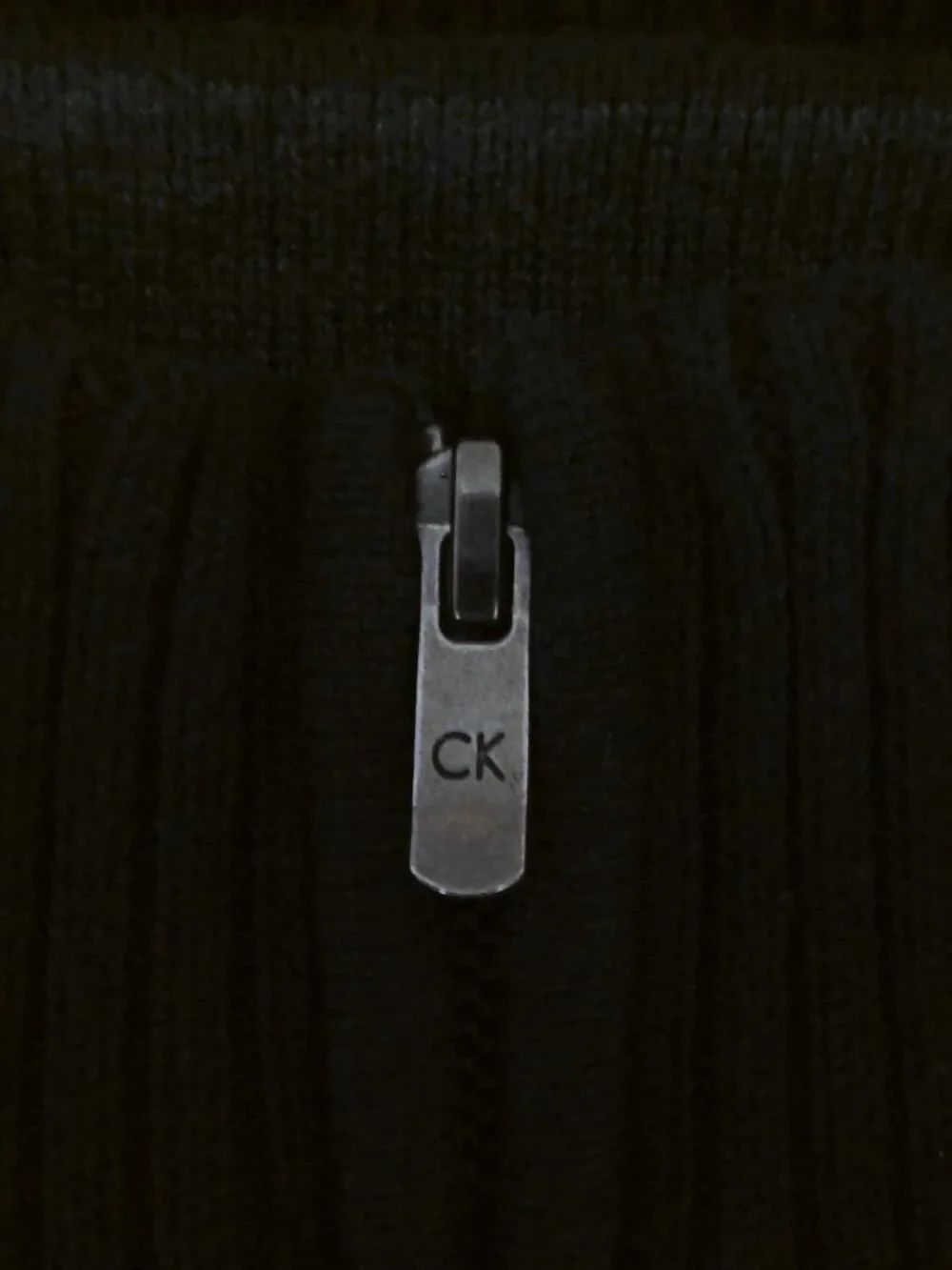 Calvin Klein Men's Black Knit Sweater Pullover 1/4 Zip Heavy Cotton Ribbed Sz M
